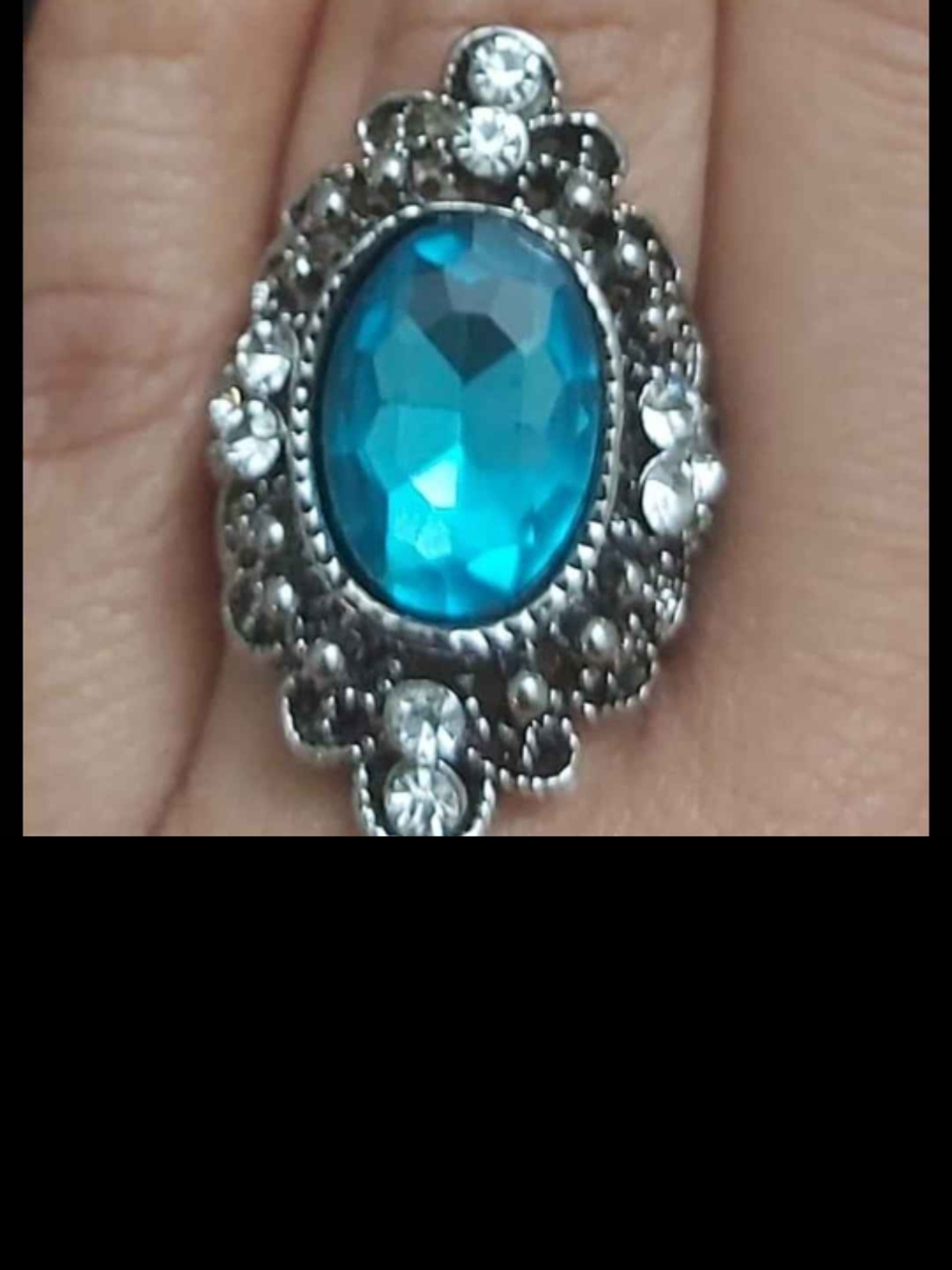 Vintage-Style Blue Crystal Statement Ring - Women Jewelry